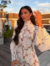 Crochet Hollow-Out Mini Dress