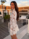 Crochet Hollow-Out Mini Dress