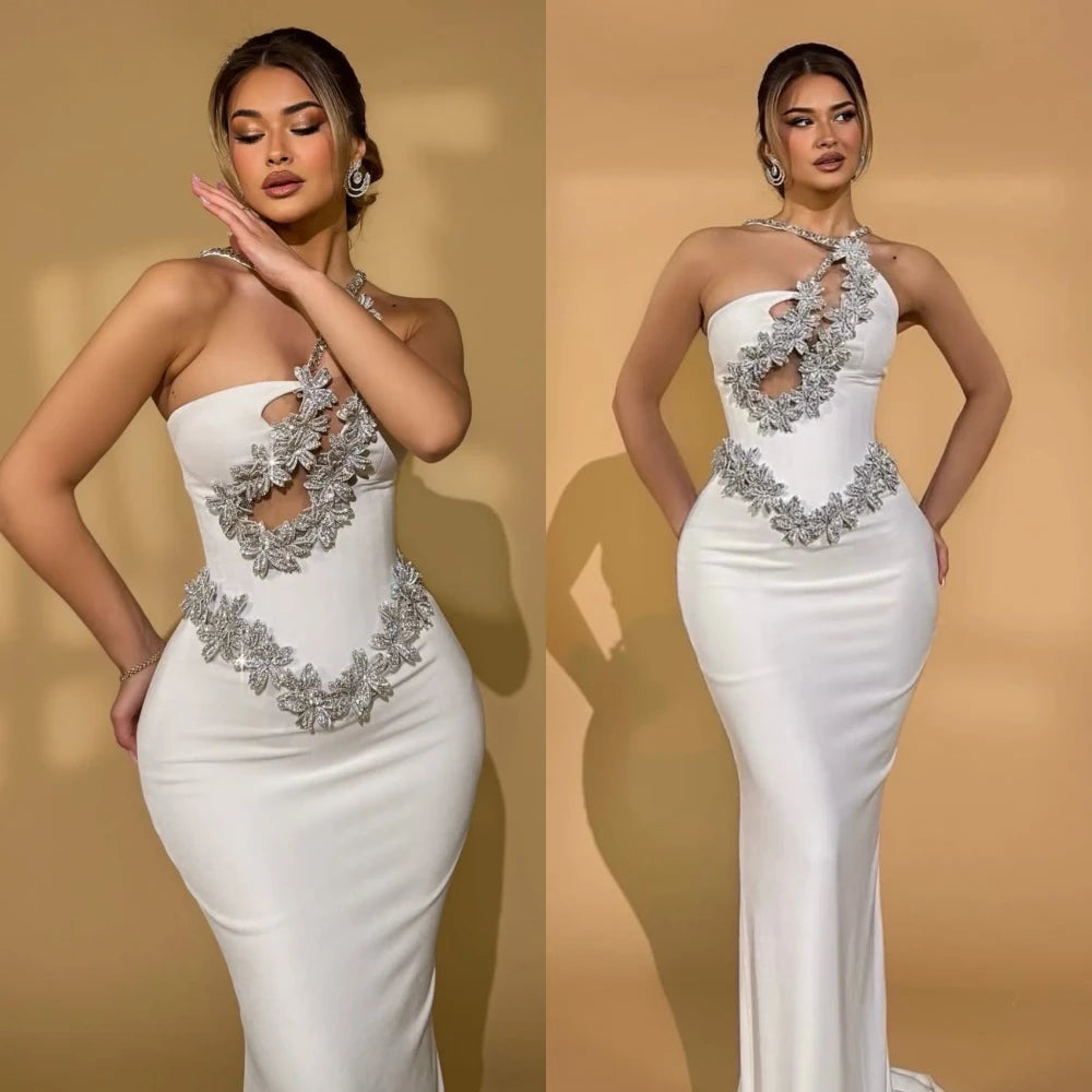 Rhinestone One-Shoulder Bandage Dress