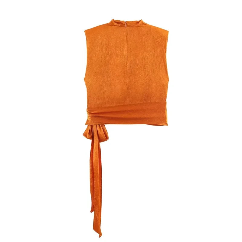 Orange Satin Ribbon Top