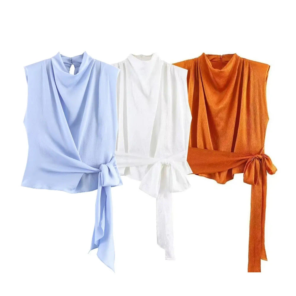 Orange Satin Ribbon Top