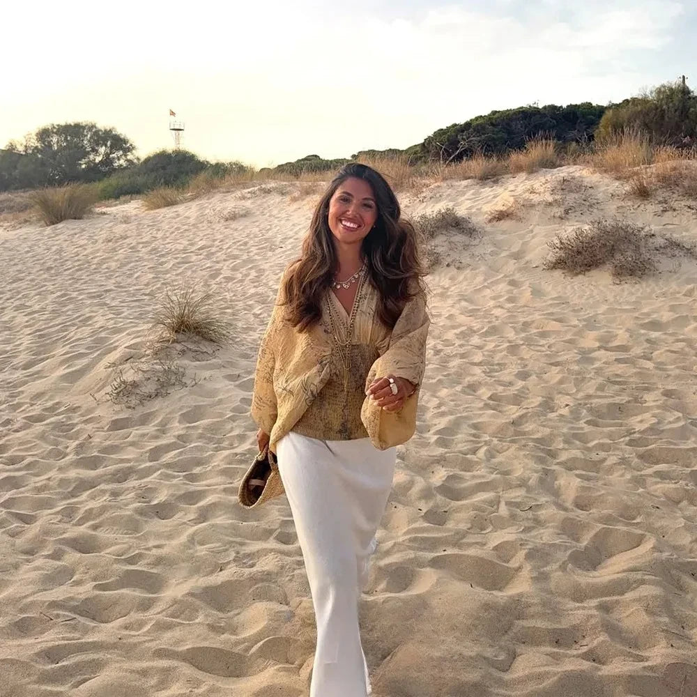Boho Tie Dye Long Sleeve Blouse