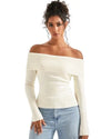 Ribbed Knit Off Shoulder Sweater