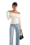 Ribbed Knit Off Shoulder Sweater