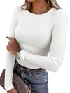 Anrabess Ribbed Long Sleeve Fitted Top
