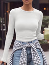 Anrabess Ribbed Long Sleeve Fitted Top