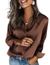 Zeagoo Satin Button Down Shirt