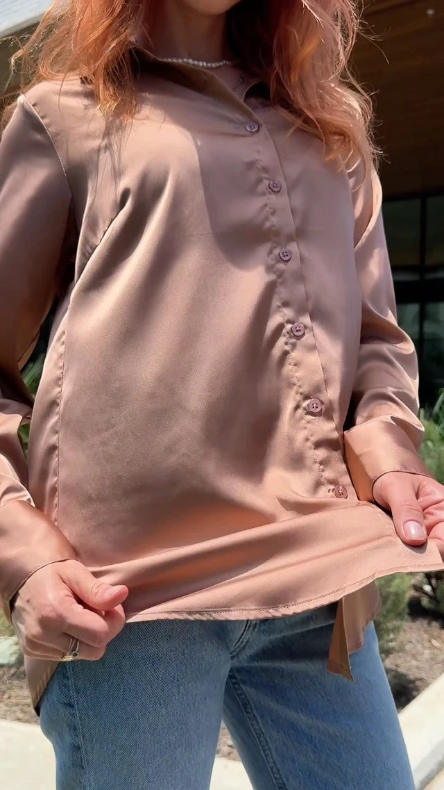 Zeagoo Satin Button Down Shirt
