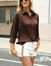 Zeagoo Satin Button Down Shirt