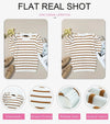 Striped Short Puff Sleeve Knit Top