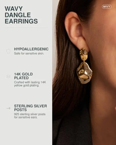 Pavoi Hammered Teardrop Dangle Earrings