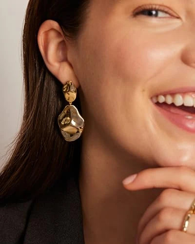 Pavoi Hammered Teardrop Dangle Earrings