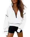 Fleece Lined Half Zip Cropped Hoodie
