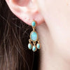Blue Opal Golden Chandelier Earrings