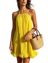Lightweight Pleated Halter Chiffon Dress