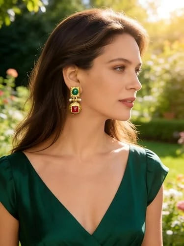 Gold Plated Boho Gemstone Earrings