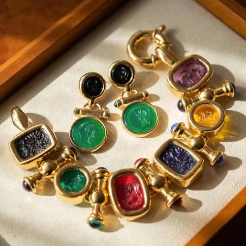 Vintage Cameo Silhouette Jewelry Set