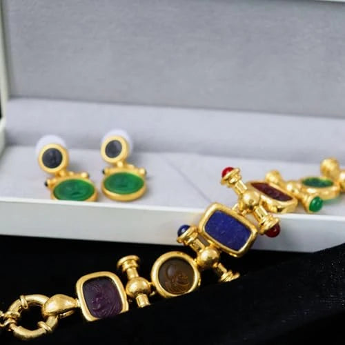 Vintage Cameo Silhouette Jewelry Set