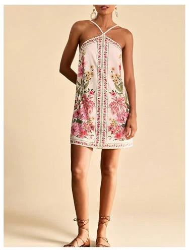 RoseSeek Tropical Halter Sundress