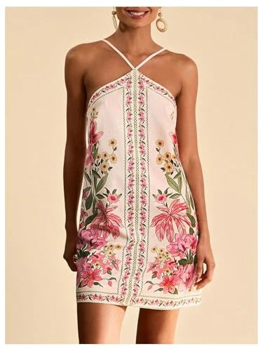 RoseSeek Tropical Halter Sundress