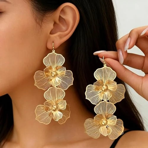 Floral Petal Dangle Earrings