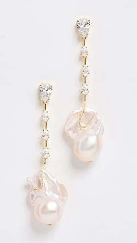 By Adina Eden Pearl Dangling Stud Earrings