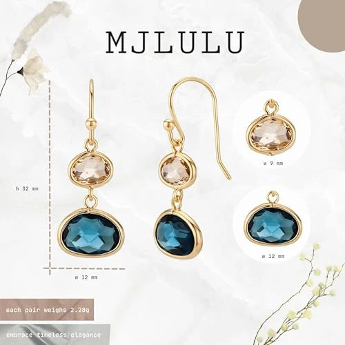 Gold-Plated Simulated Sapphire Dangle Earrings