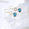 Gold-Plated Simulated Sapphire Dangle Earrings