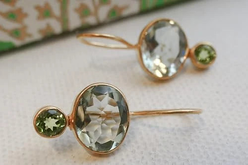 Natural Gemstone Sterling Silver Drop Earrings