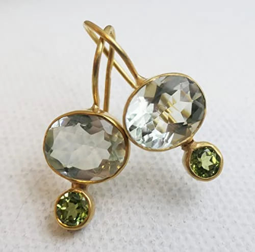 Natural Gemstone Sterling Silver Drop Earrings