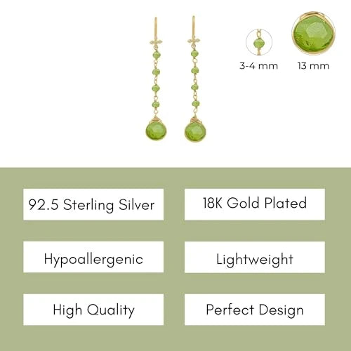 Peridot Crystal Heart Dangle Earrings