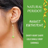 Peridot Crystal Heart Dangle Earrings
