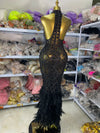 Sequined Feather Gala Dress