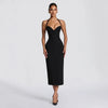 Elegant Halter Red Midi Dress