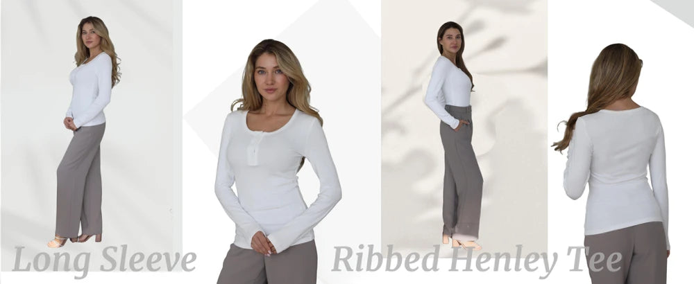 Ribbed Long Sleeve Square Neck Tee