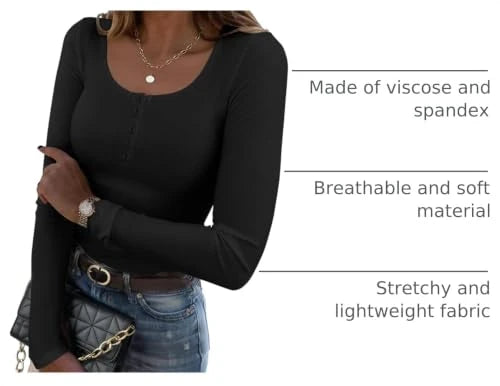 Ribbed Long Sleeve Square Neck Tee