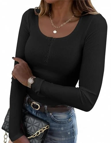 Ribbed Long Sleeve Square Neck Tee