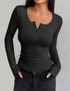 Ribbed Long Sleeve Square Neck Tee