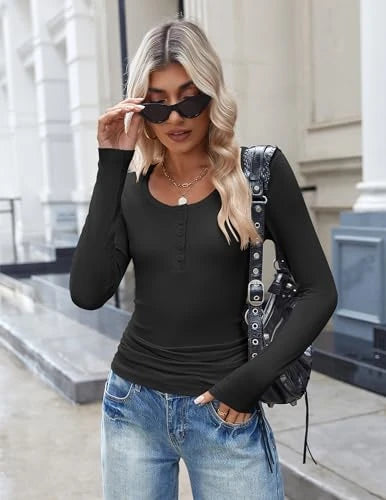 Ribbed Long Sleeve Square Neck Tee