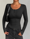 Ribbed Long Sleeve Square Neck Tee