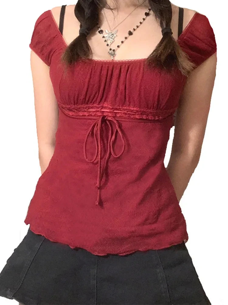 Lace Trim Off Shoulder Tee