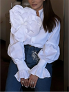 3D Floral Puff Sleeve Blouse