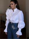 3D Floral Puff Sleeve Blouse