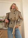Belted Waist Cropped Trench Jacket