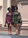 Leather Lapel Blazer Dress
