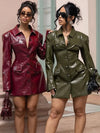 Leather Lapel Blazer Dress