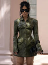Leather Lapel Blazer Dress