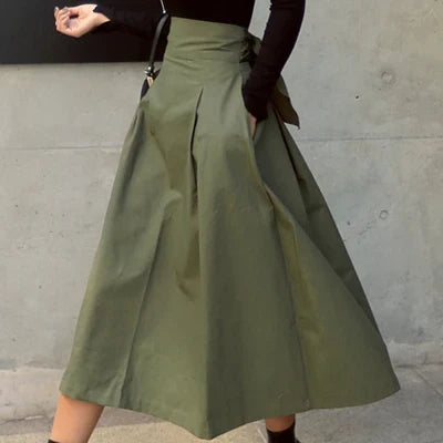 High Waist Long Swing Skirt