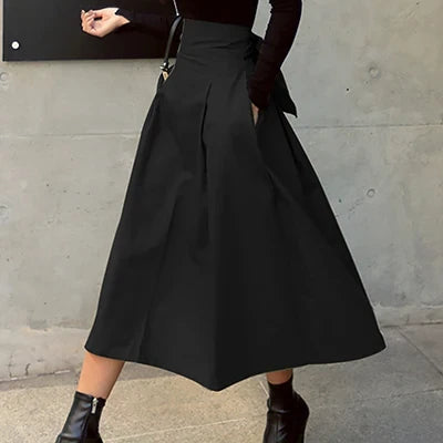 High Waist Long Swing Skirt