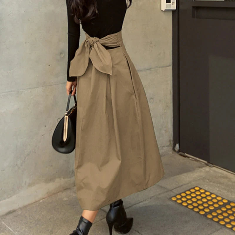 High Waist Long Swing Skirt